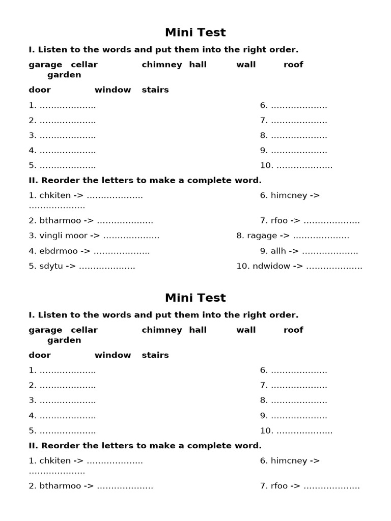 Mini Test Reading