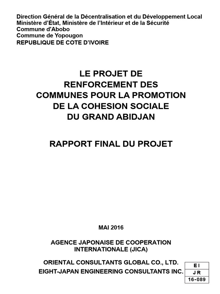 Le Projet de Renforcement Des Communes Pour La Promotion de La Cohesion ...