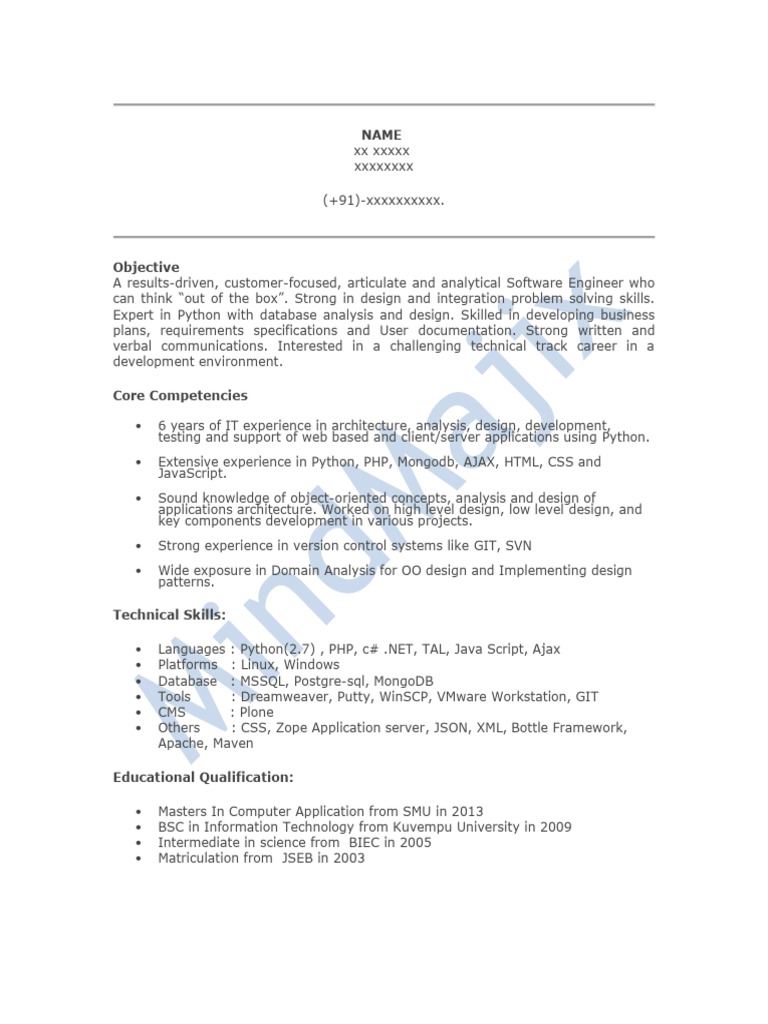 Python Sample Resume 3 | PDF