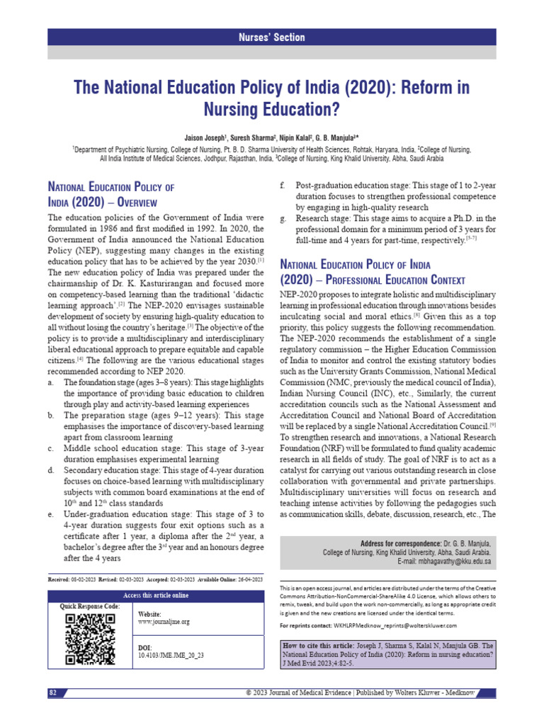 NEP 2020: Transforming Nursing Education | PDF | Nursing