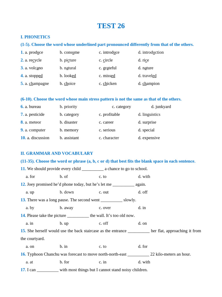 English TEST 26 | PDF