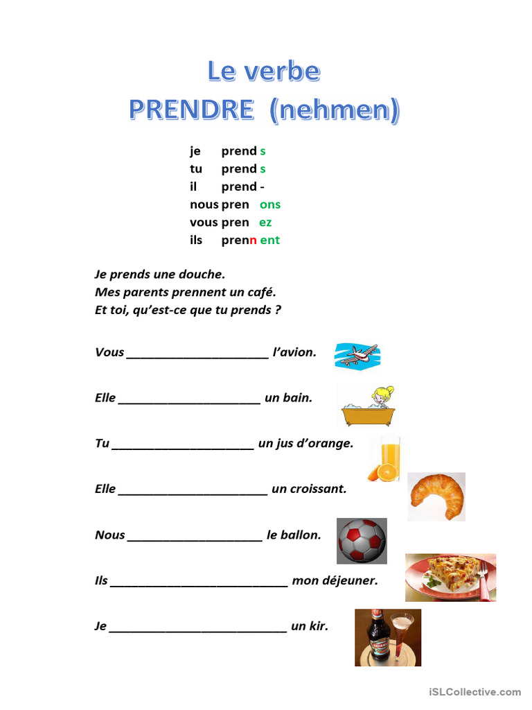 CONJUGUER LE VERBE PRENDRE EN FRANCAIS visual data 2