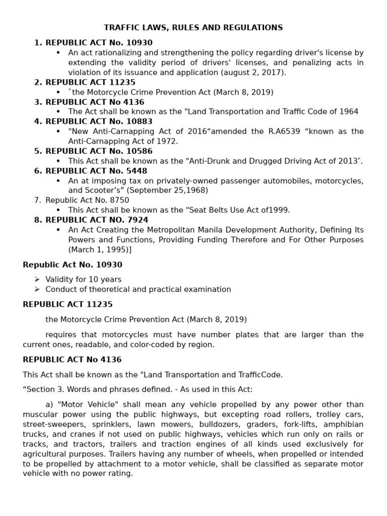 Traffic Laws | PDF