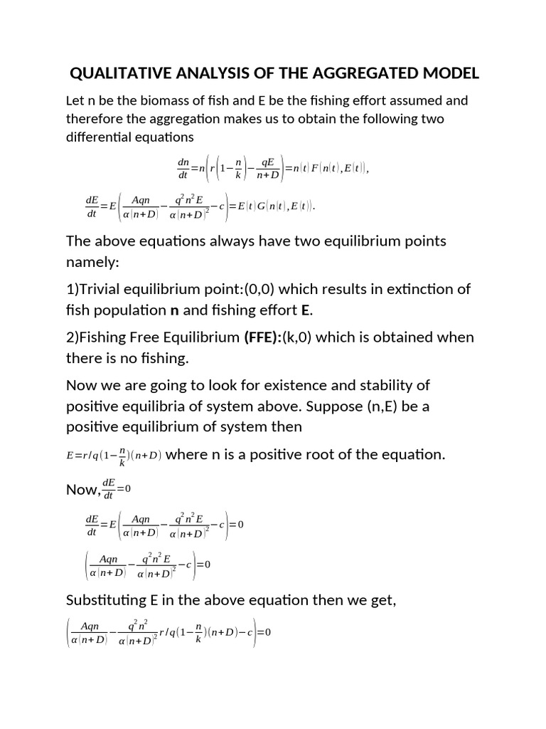 Qualitative Analysis of The Aggregated Model | PDF | Mathematical ...