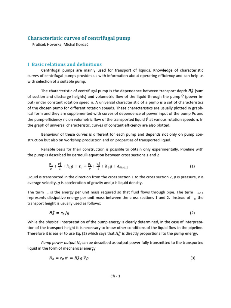 (CH) Characteristic Curves of Centrifugal Pump | PDF