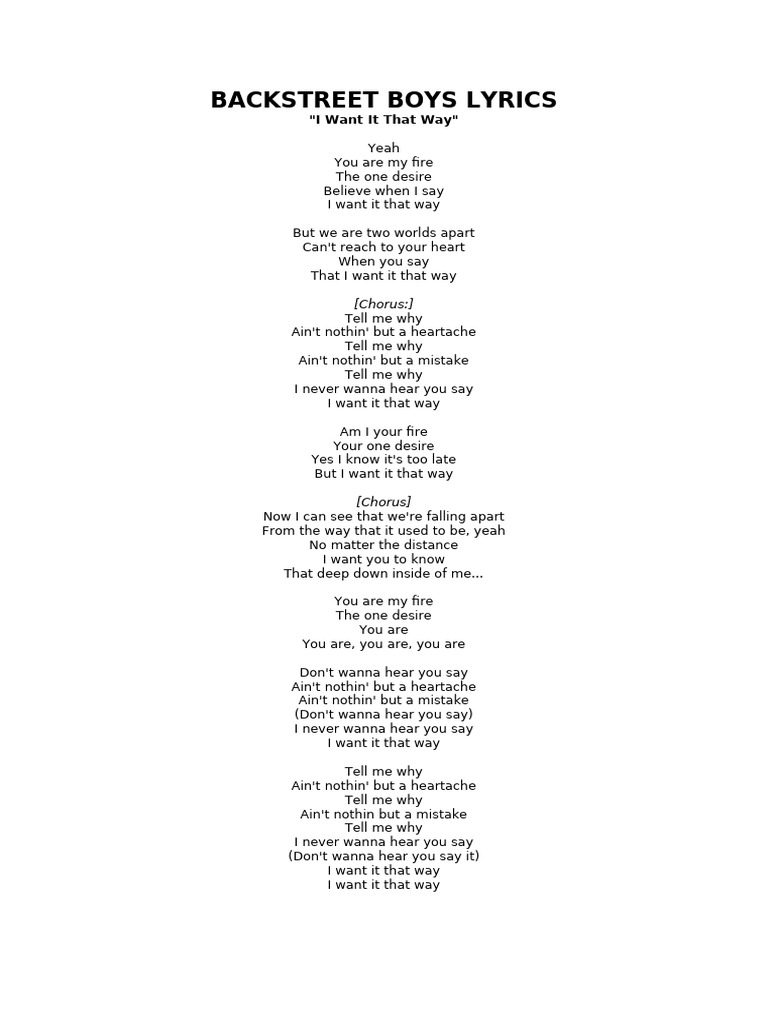 Backstreet boys lyrics pdf