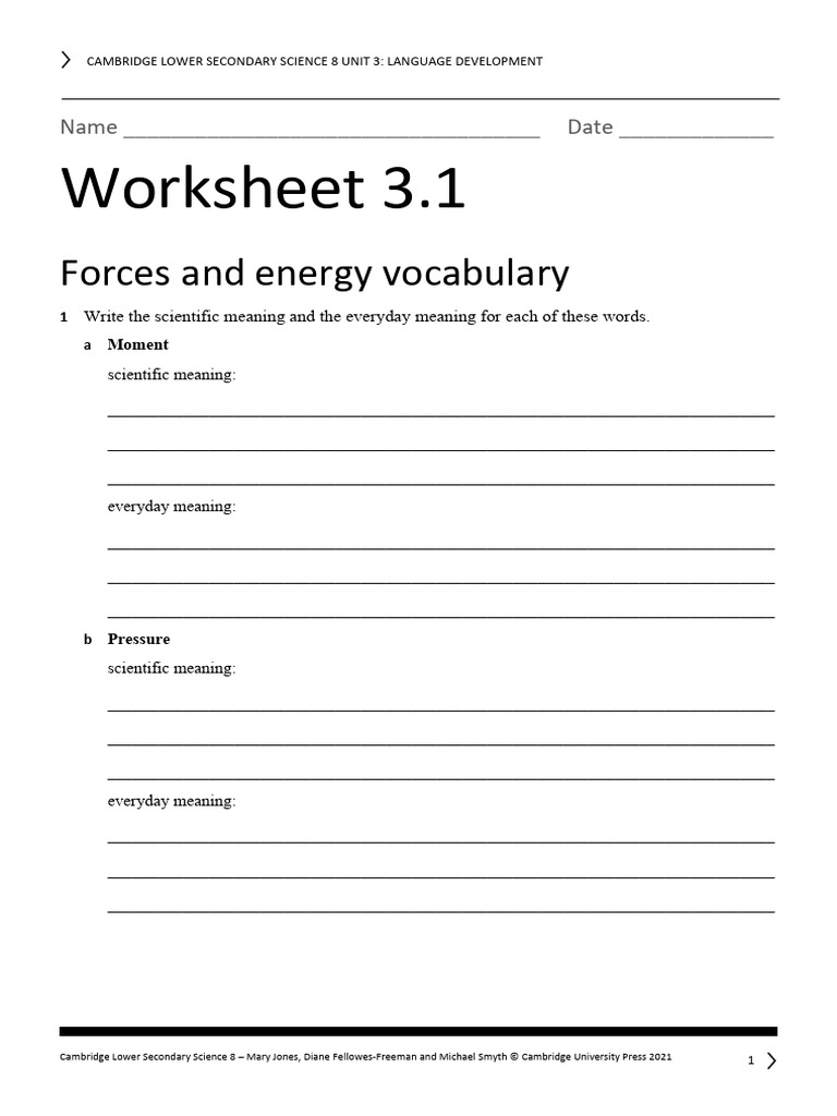 S8 Language+Worksheets Unit+3 | PDF