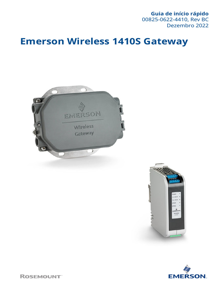 Emerson Wireless 1410s Gateway PT BR 6867942 Guia de Início Rápido | PDF