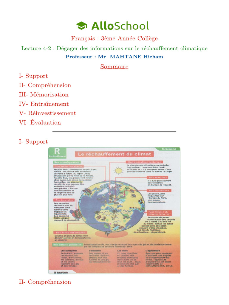 Lecture 4 2 Degager Des Informations Sur Le Rechauffement Climatique 2 ...