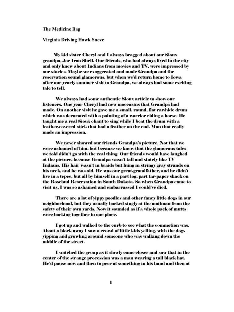 The medicine bag essay questions image