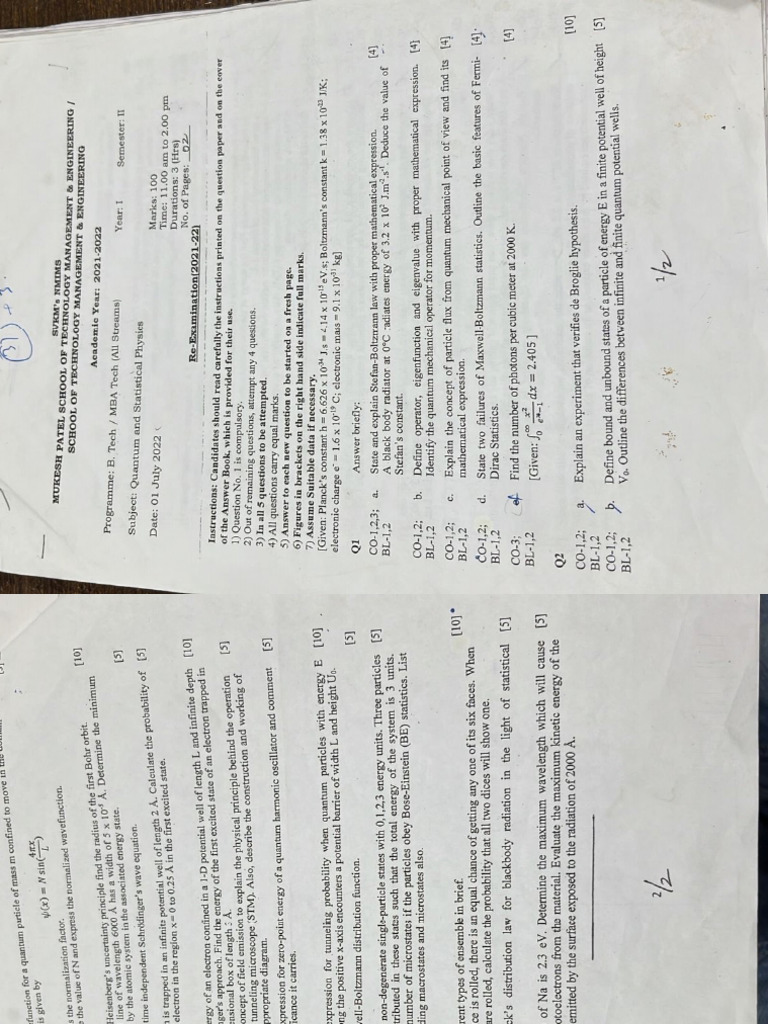 Phy Paper - Sem 2 | PDF