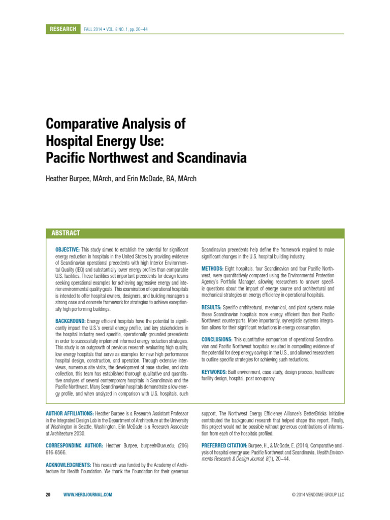 Comparative Analysis of Hospital Energy Use Pacific Northwest and ...