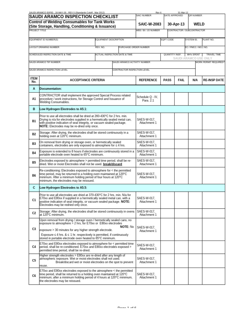 SAIC-W-2083 Rev 6 | PDF