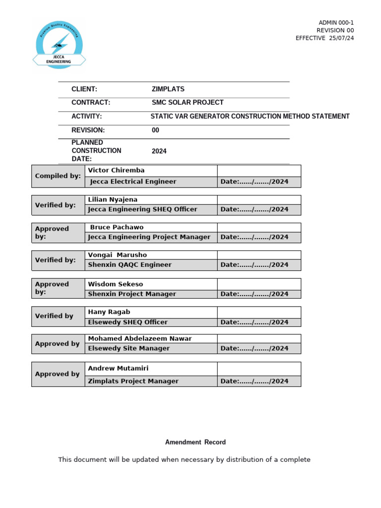 Static Var Generator Construction Method Statement | PDF