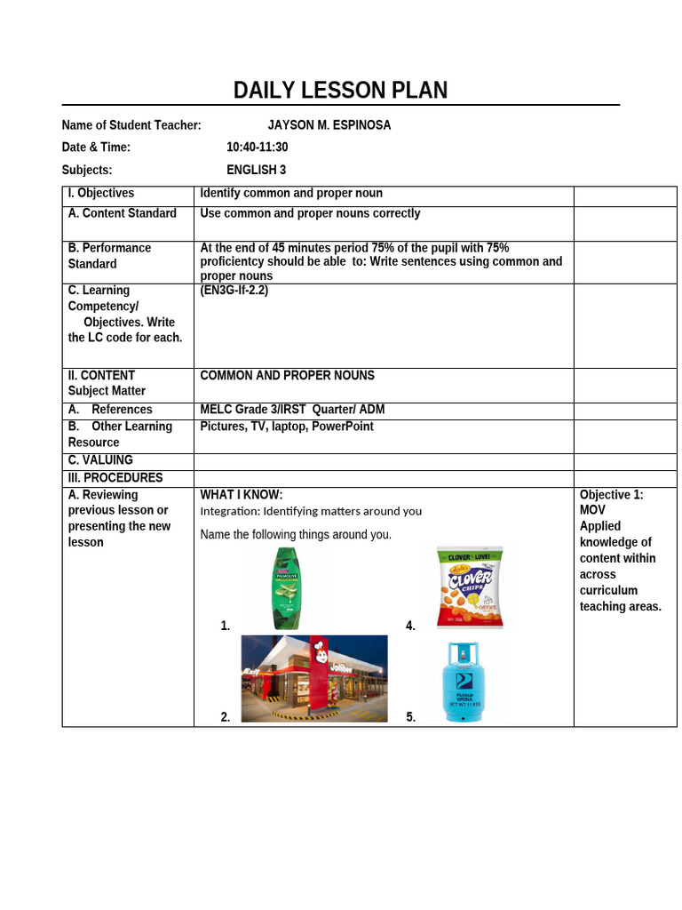 Cot English Q1 Proper Common Noun | PDF