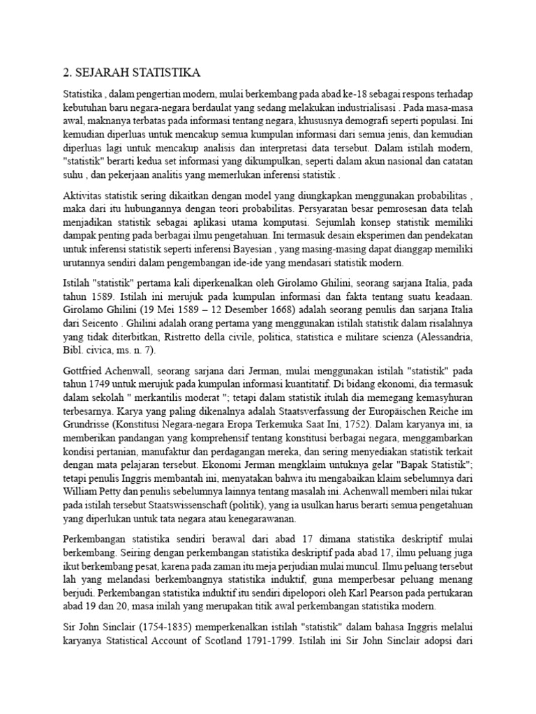 Sejarah Statistika | PDF
