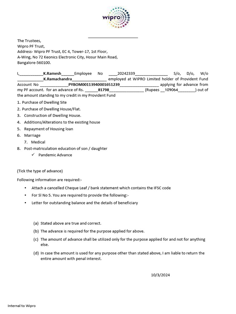 Updated Composite Application - Advance Withdrawal Form | PDF
