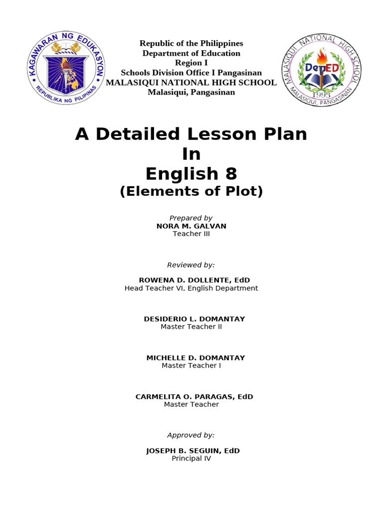 Lesson Plan English 8 Elements of Plot | PDF
