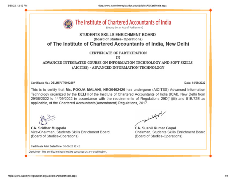 Advance ITT Certificate | PDF