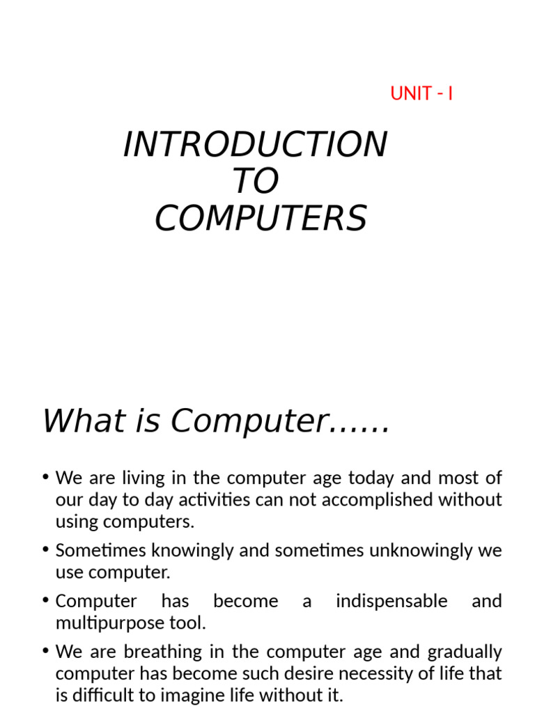 Unit I | PDF
