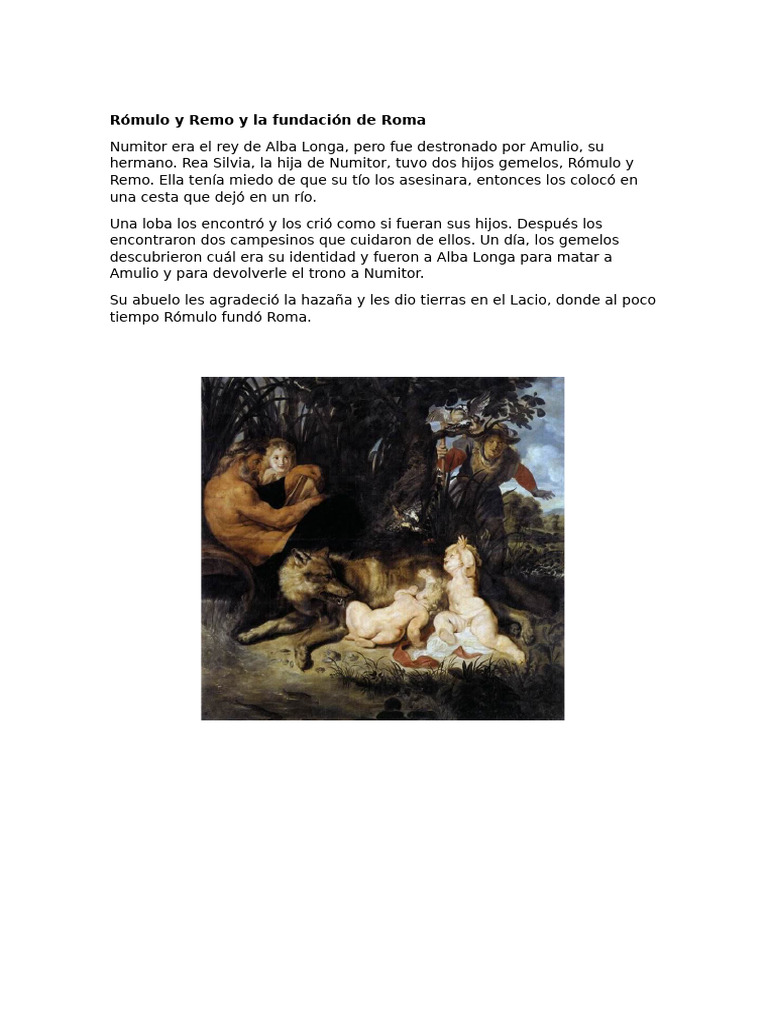 Fundación de Roma: Rómulo y Remo | PDF