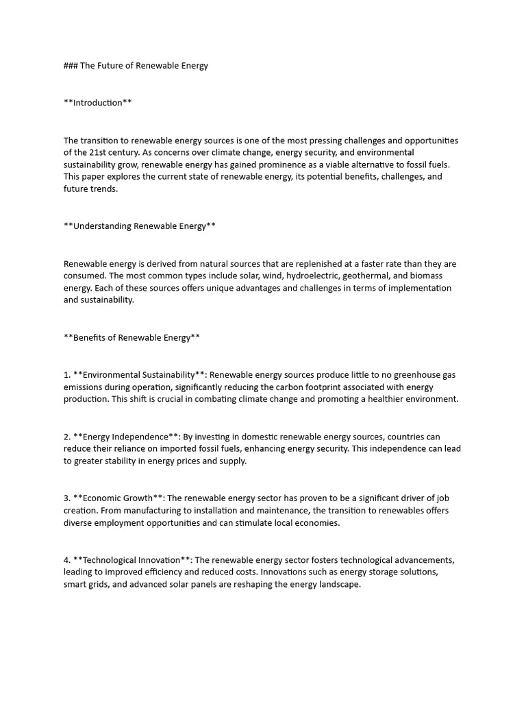The Future of Renewable Energy | PDF