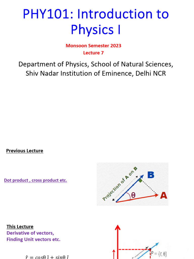 PHY 101 Lecture - 7 - 2023 | PDF