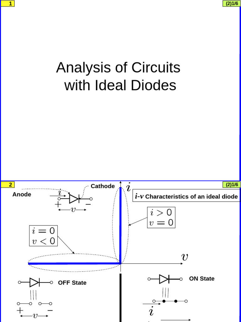 Topic 1 - Analysis of Circuits With Ideal Diodes | PDF