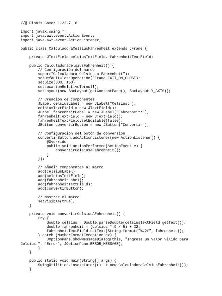 Celsius a Fahrenheit Code PDF