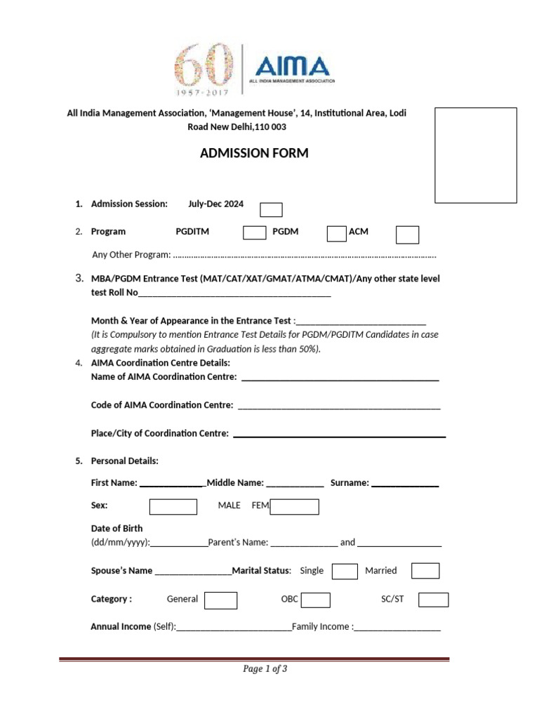 Aima Pgdm Admission Form 2024 Pdf