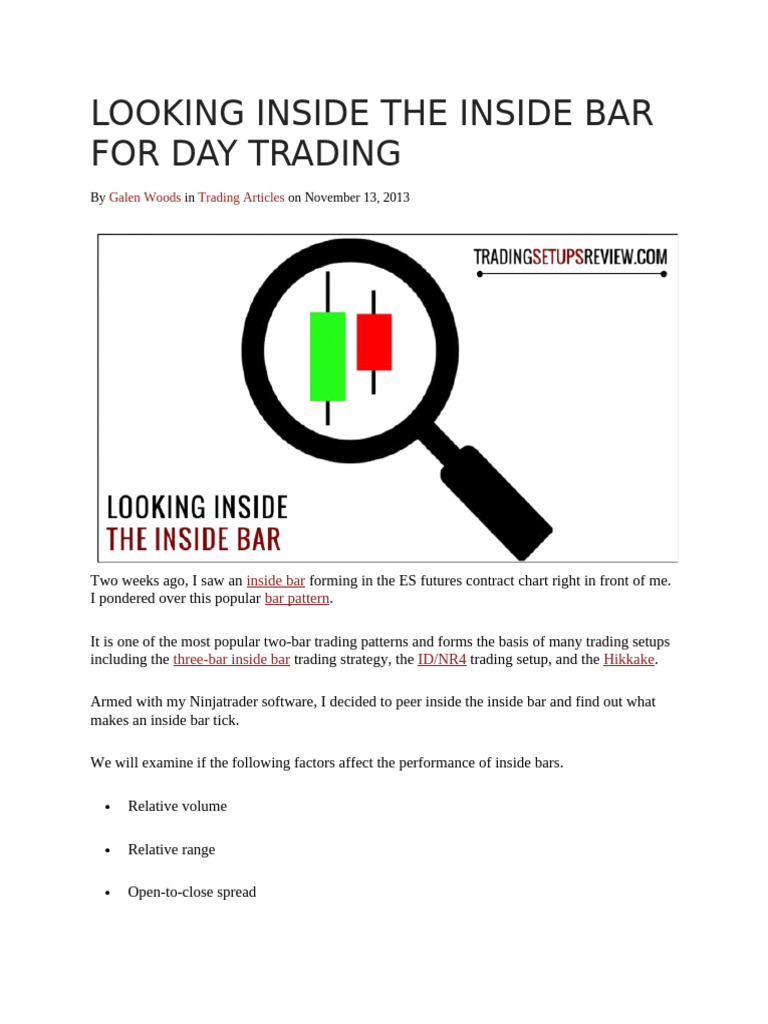 Looking Inside The Inside Bar For Day Trading | PDF