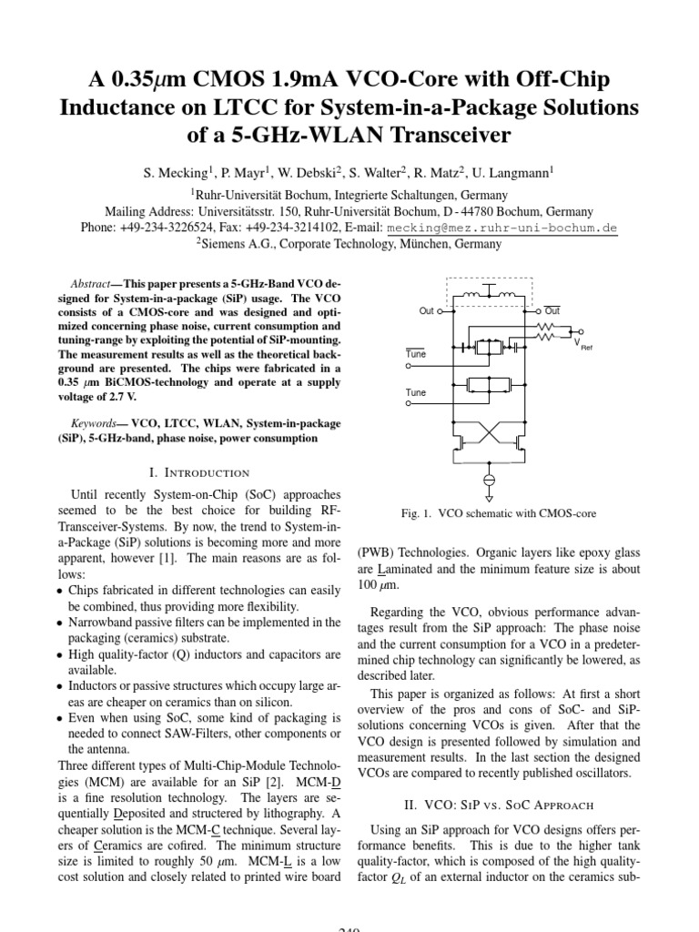 5-GHz VCO Design for SiP Solutions | PDF | Inductor | Electrical Components