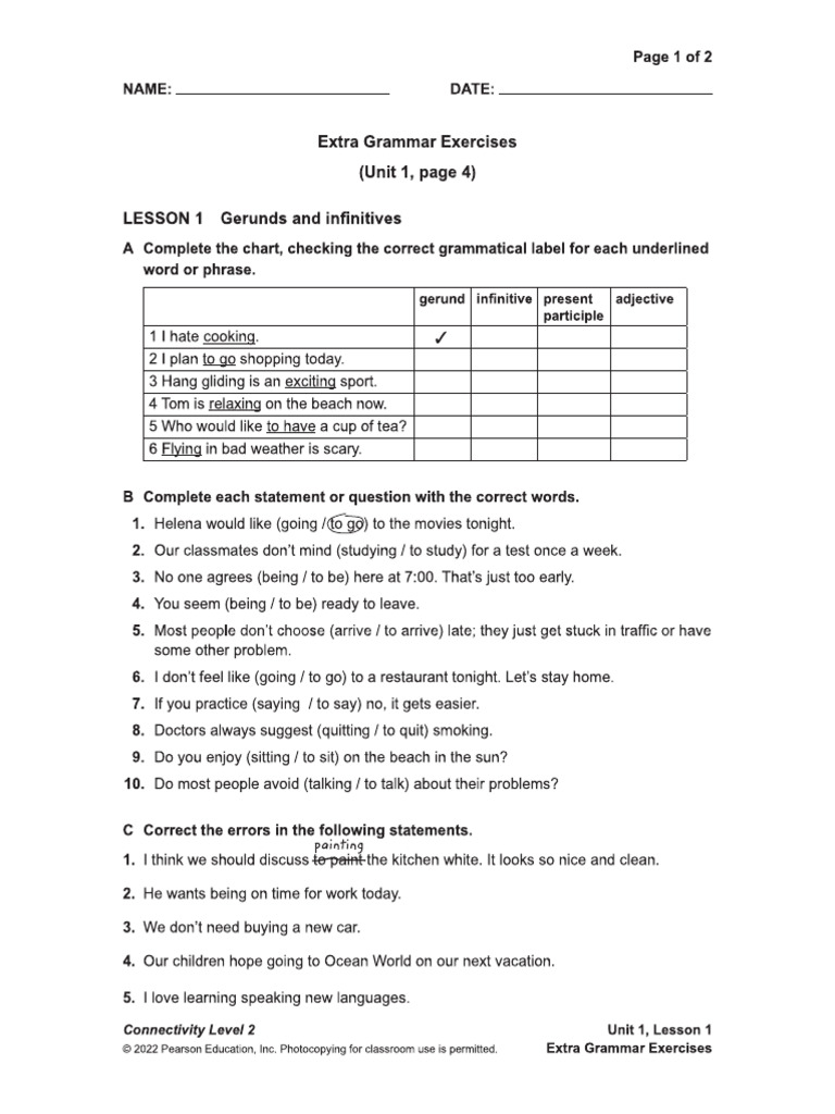 Extra Grammar Exercises | PDF