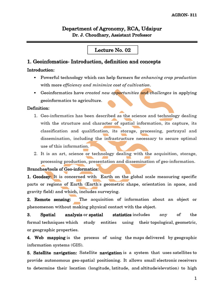 Geoinformatics - Definition & Concepts | PDF