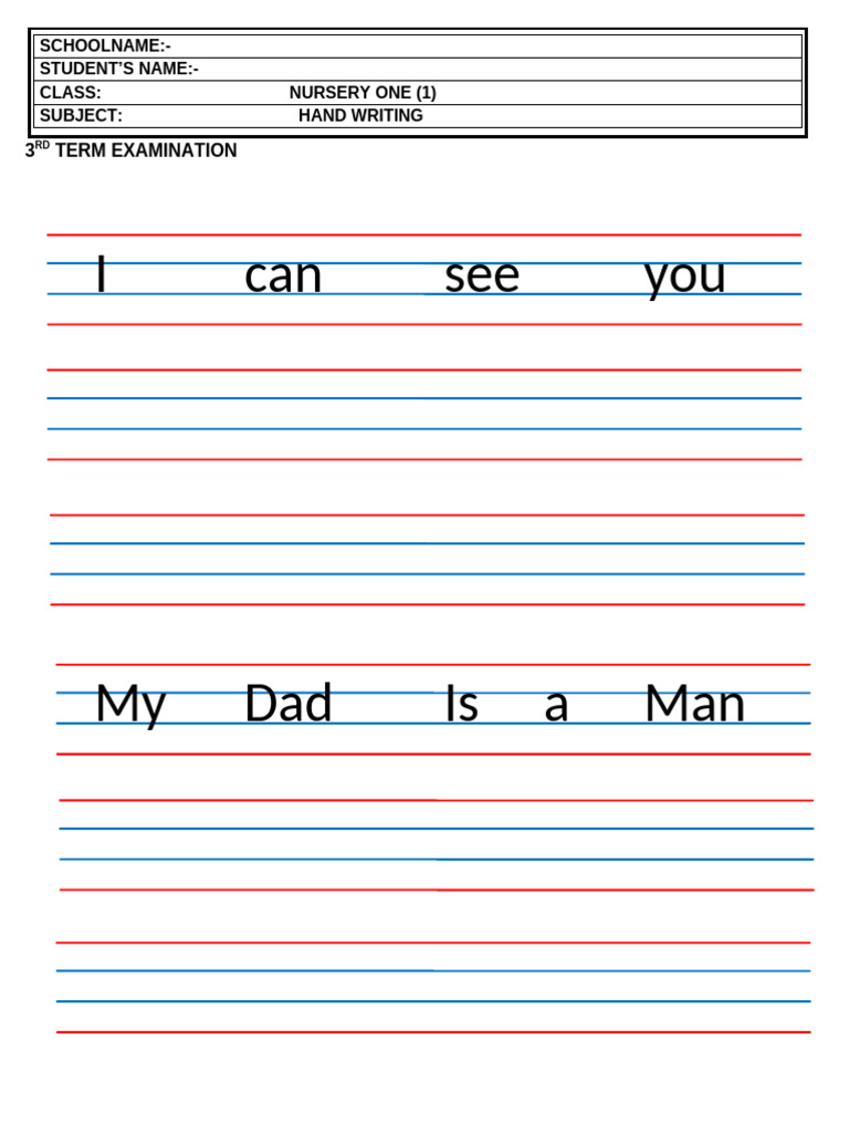 Nursery One 3rd Term E-Note Examination | PDF