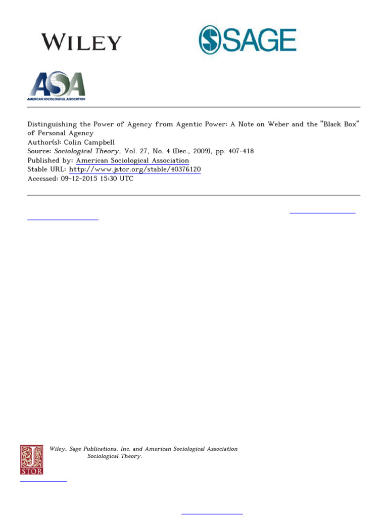 Campbell - 2009 - Distinguishing The Power of Agency From Agentic Power ...