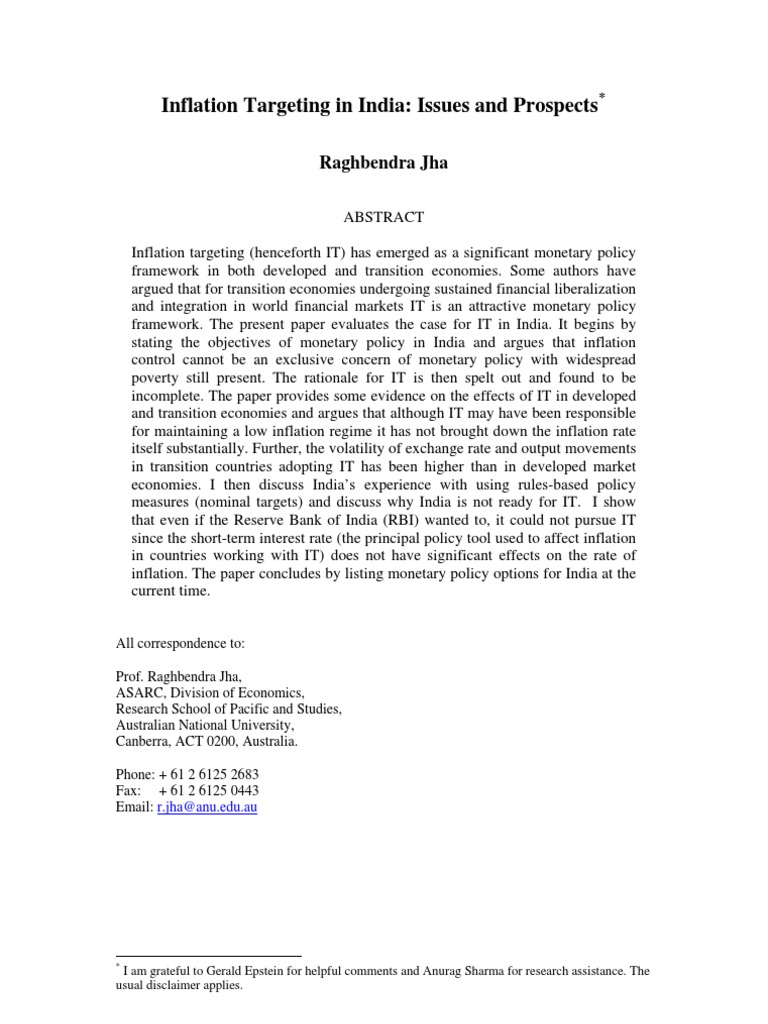 Inflation in India | PDF | Monetary Policy | Fiscal Policy