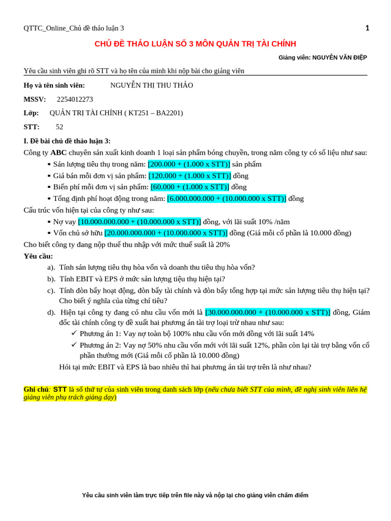qttc bài tập | PDF