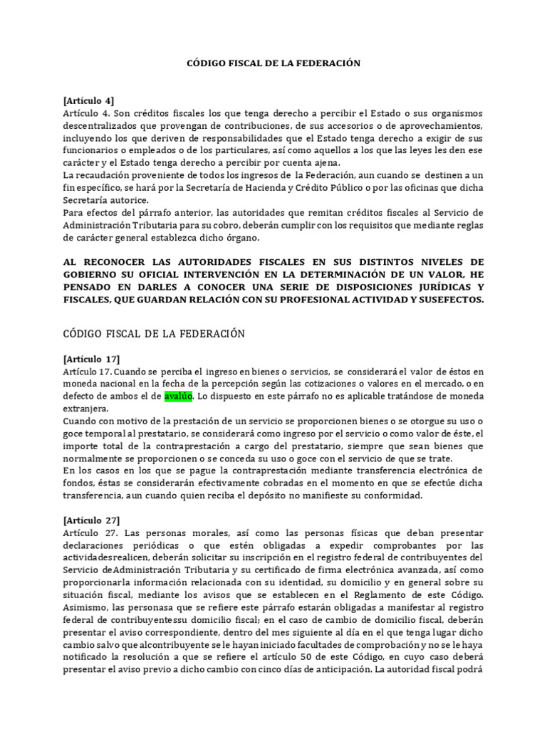 Código Fiscal de La Federación | PDF