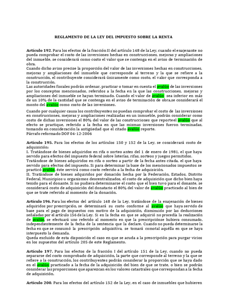 4.reglamento Ley de Impuesto Sobre La Renta | PDF