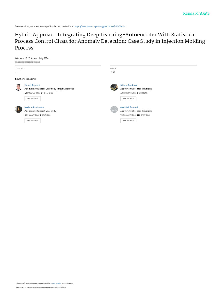 Hybrid Approach Integrating Deep Learning-Autoencoder With Statistical ...