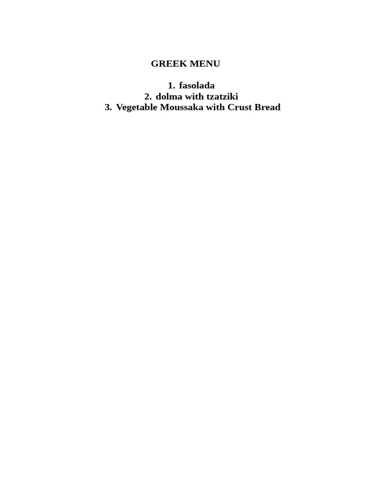 Greek Menu | PDF