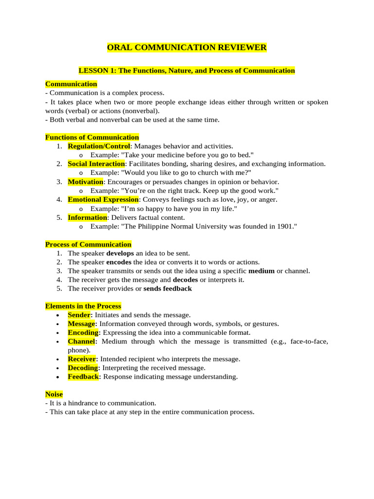 Oral Communication Reviewer | PDF | Communication | Cognitive Science