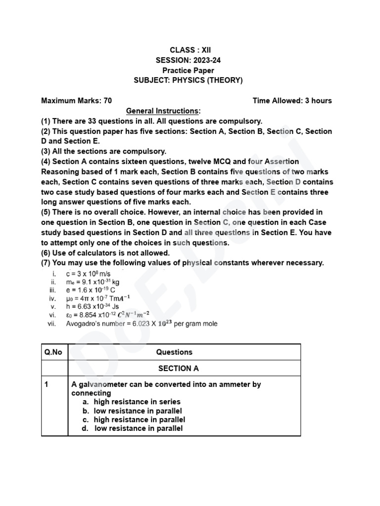 12 Physics Eng PP 2023 24 2 | PDF