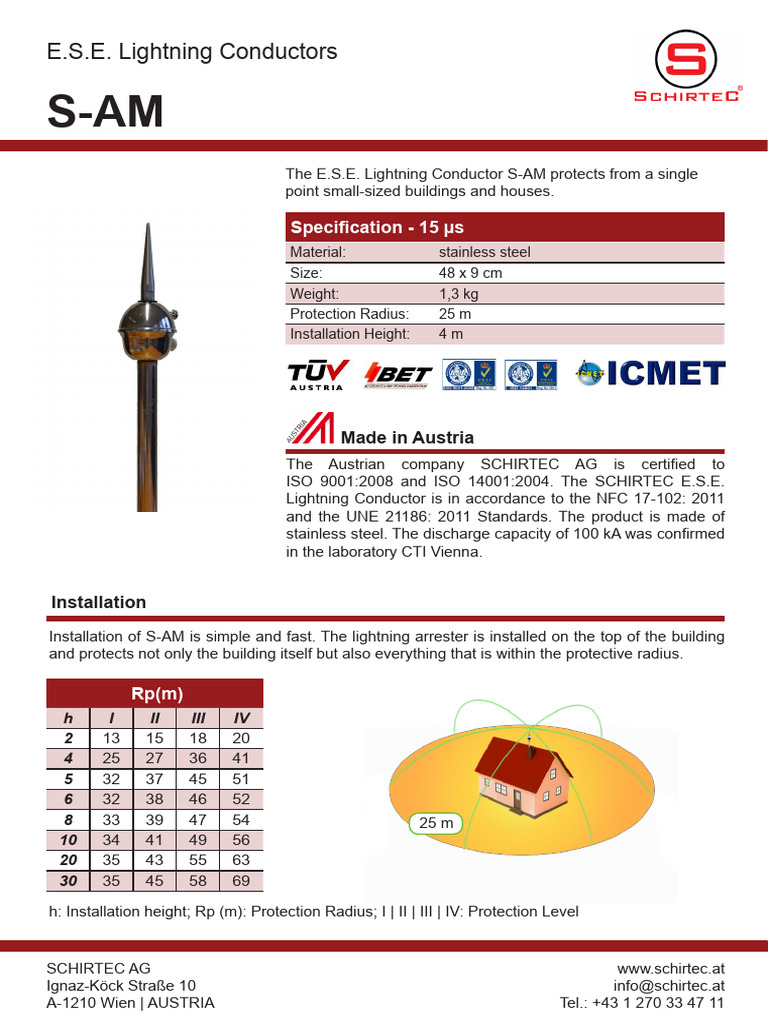 E.S.E. Lightning Conductors by SCHIRTEC | PDF | Building Engineering ...