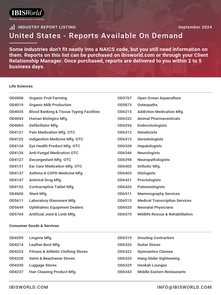 Us On Demand Report List | PDF