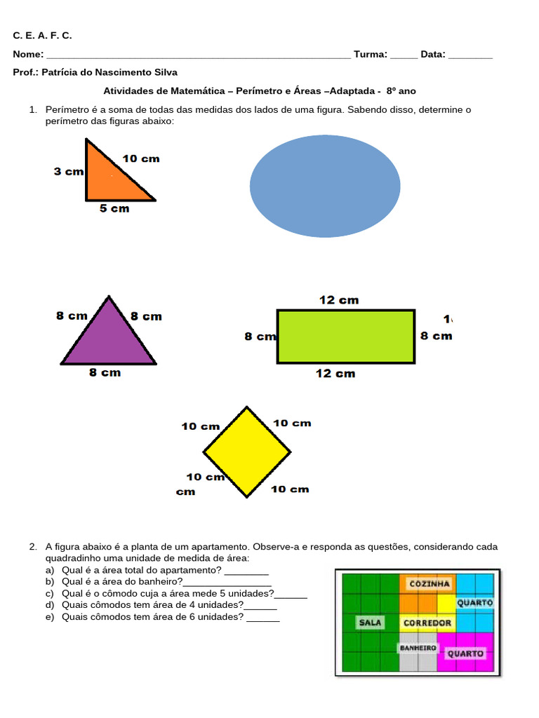 adap 8 ano area e perímetro | PDF