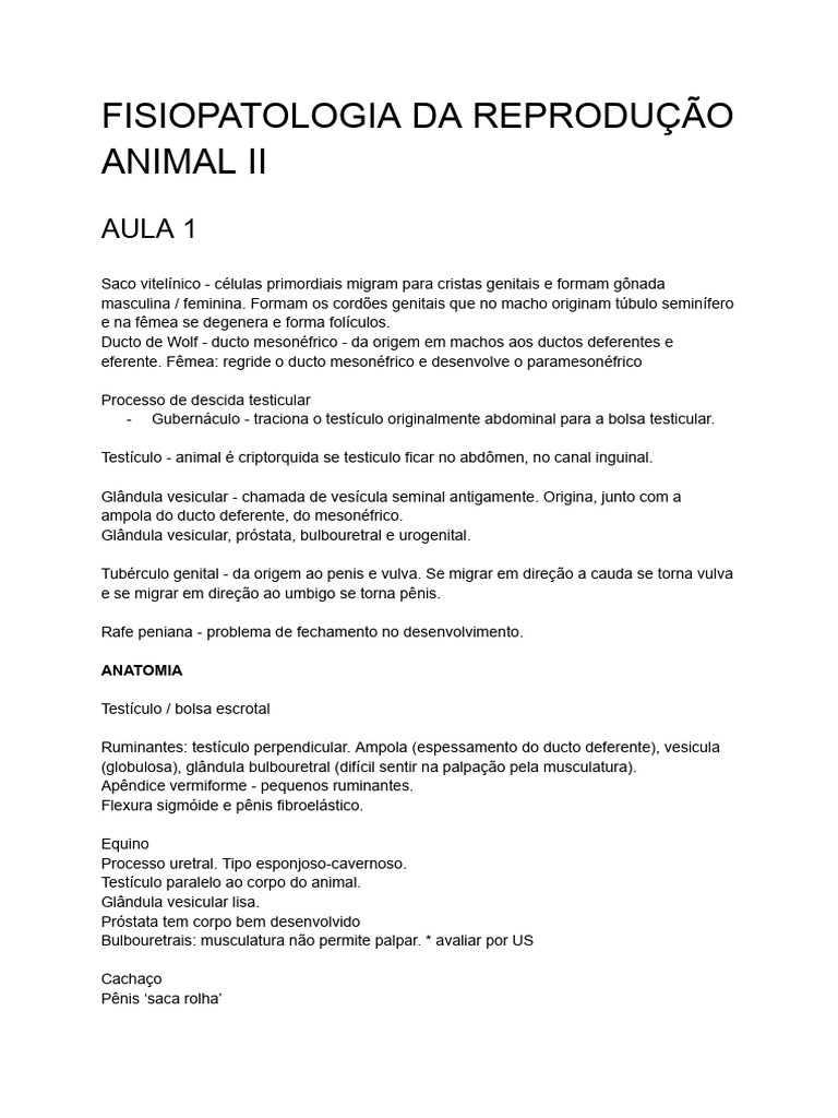 Fisiopatologia e Anatomia da Reprodução Animal | PDF | Testículo ...