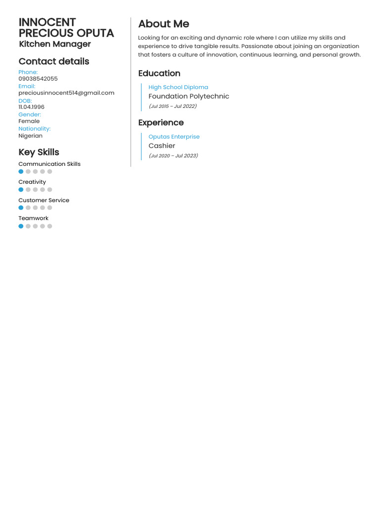 Innocent Precious Resume 656 - 1727131703