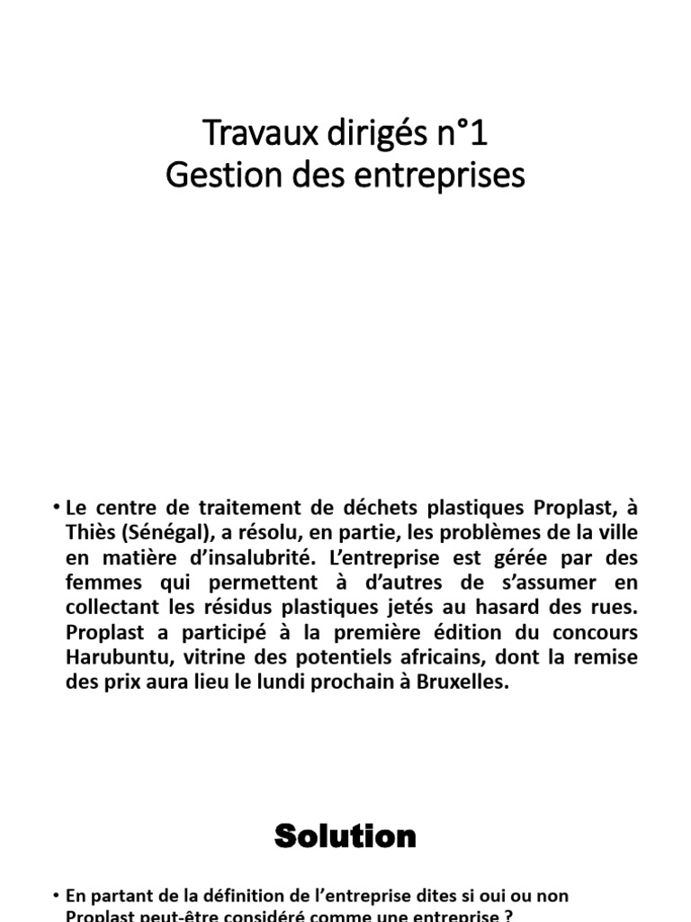 Proplast : Économie sociale à Thiès | PDF | Business | Économie